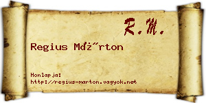 Regius Márton névjegykártya