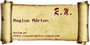 Regius Márton névjegykártya
